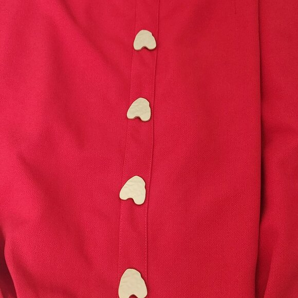 Heart Shape Button Embellished A-Line Midi Skirt in Red - Picture 6 of 16